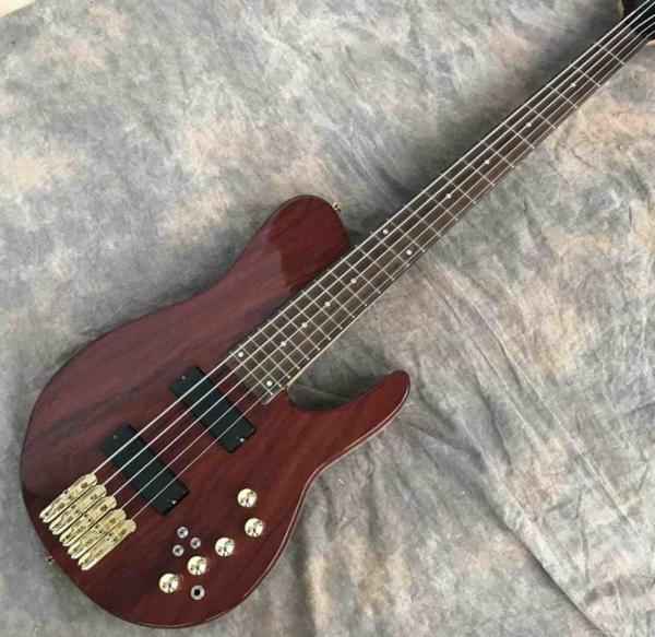 Custom Grand Guitar Bass 5 String Bass Elm Body Fingerboard Inlay Acoustic Steel