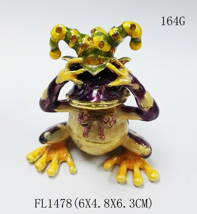 Chimbing frog hinged trinket box metal trinket box treasure box metal jewelry box