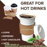 Custom your own logo on Coffee Sleeves-100 Coffee Sleeves Fits, 10 Oz. - 20 Oz.