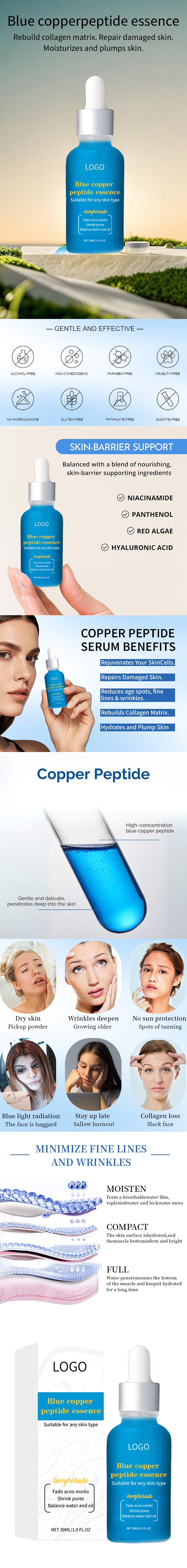 OEM B5 Repairing Blue Copper Face Serum Pure Niacinamide Retinol Face Peptide Serum