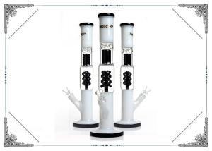 Wholesale Black White Glass Straight tube Bong Helix Percolator Hookah Bongs UFO Perc Smoking Water Pipe from china suppliers