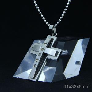 Wholesale Trendy Stainless Steel CZ Crystal Stones Inlay Cross Plus Symbol Necklace Pendant LDC160 from china suppliers