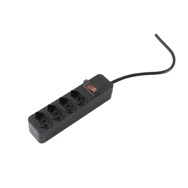 Factory Directly Supply black Brazil Power Board 4 Outlet with fuse protector