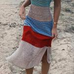 Knitted Women's Beachwear Dresses 112cm Multicolor Stitching