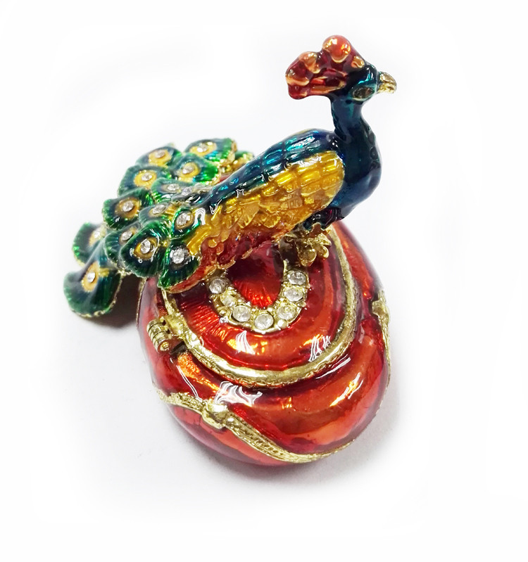 Fashion peacock shaped metal jewelry boxes peacock trinket box jewelry packing box