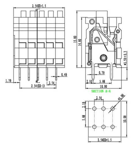GSWV-2.54 PCB Spring Terminal Blocks High Temperature Electric Connector
