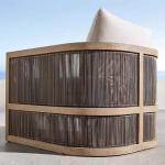 Modern Outdoor Sectional Teak Wood Sofa Set Customized Color for Garden Patio