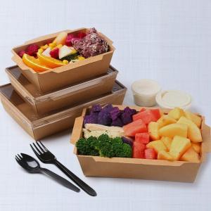 Wholesale Recyclable Takeaway Disposable Kraft Paper Food Packaging Paper Custom salad Box from china suppliers