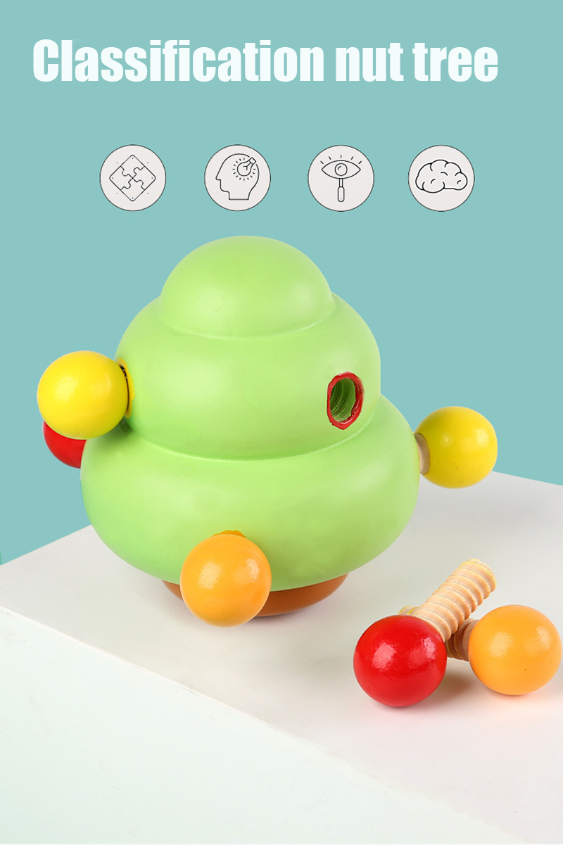 Early Childhood Development Nut Tree Disassembly Screw Wooden Toy ISO9001