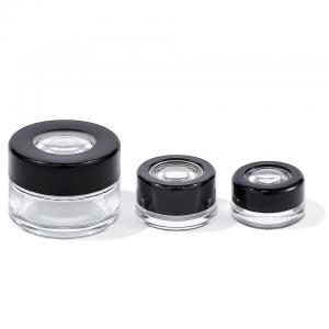 Wholesale Child Resistant Stash Jar 3.5g Transparent Glass Flower Jar With Magnifying Glass Lid from china suppliers