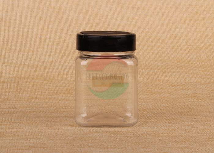 Square Pet Clear Plastic Jars Thick Powder / Salt / Spice Small Plastic Jars