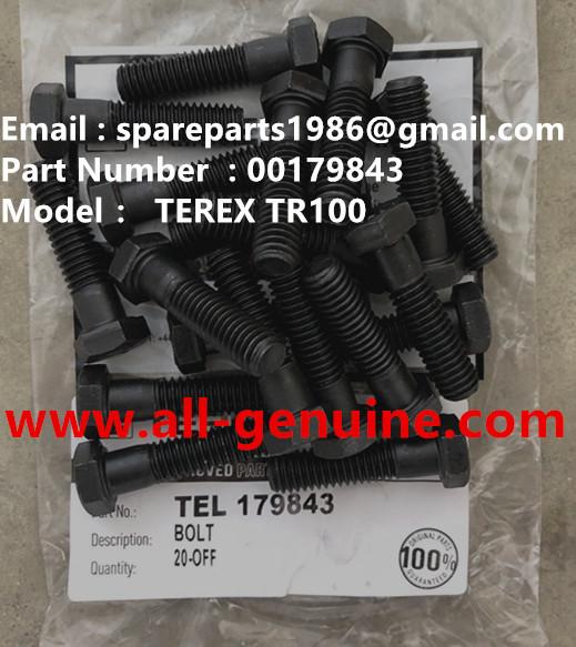 TEREX 00179843 BOLT CUMMINS QUARRY NHL RIGID DUMP TRUCK TR35 TR50 TR60 TR100