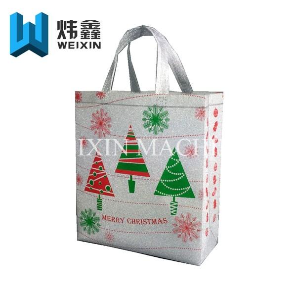 Tension 20KG recycle glitter Film PP Non Woven Shopping Bag / loop handle box bag