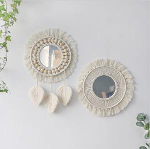 Wholesale Bohemian Woven Leaf Feather Mirror Dream Catcher from china suppliers