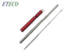 Collapsible Telescopic Stainless Steel Straws Metal Capsule Shell Silicone Tips