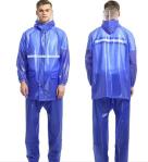 Breathable Rain Coat Hi Vis Heavy Duty PVC Rain Suit Reflective Blue