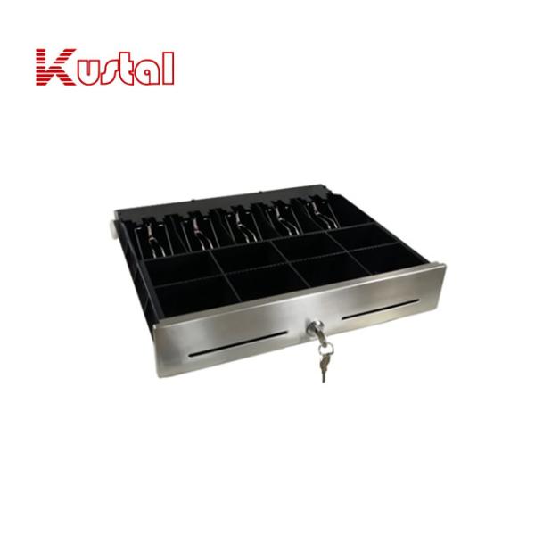 12V RJ12 410mm Black Plastic Insert Stainless Panel POS Economical Cash Drawer