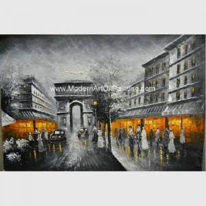 China Canvas Paris Cityscape Paintings , Oil Painting Modern Abstract Art Bars on sale