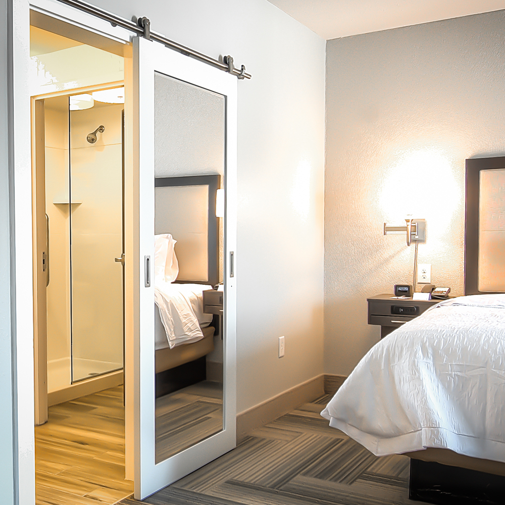 Finished White Wooden Sliding Doors Internal Bathroom Door 214cm Height