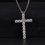 925 Sterling Silver Moissanite Jewelry Cross Pendant Chain Hip Hop Melee