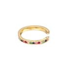 Women's Classic Rainbow Pave Setting Cubic Zircon 925 Sterling Silver Ear Cuff