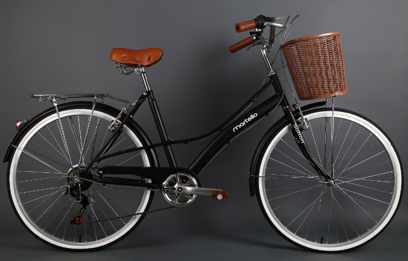Cheap hi-ten steel colorful 26 inch OL elegant city bicycle for lady with Shimano 7 speed with pvc basket