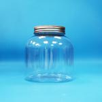 Transparent Plastic PET Round Candy Daily Food Jars With Aluminum Screw Lids