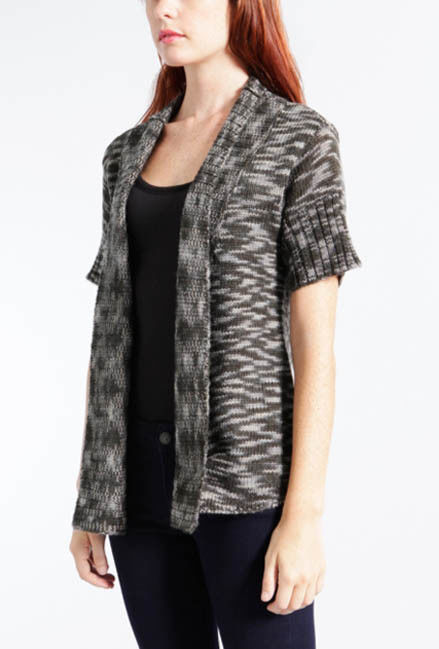 Marl Color Chunky Cardigan Sweater , Women ' S Size M Short Sleeve Cardigan Sweater