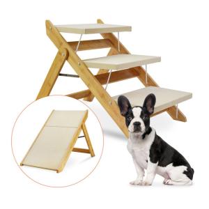 Wholesale 52cm Foldable Dog Car Steps Ramp 7kg Wooden Dog Steps For Bed from china suppliers