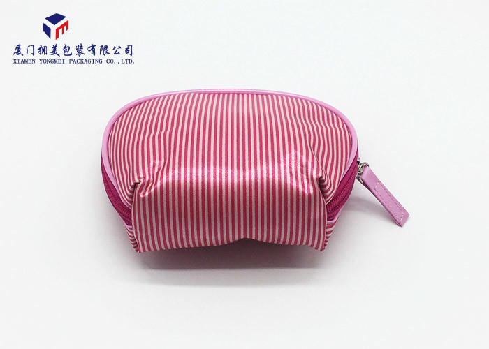Trapezoid Fashion Design Fabric Makeup Bag Pink Color Size 11.5cm X 5cm X 11.5cm