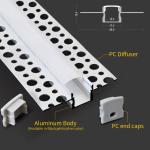 LED Light Strips Aluminium Channel With PC Cover Recessed Drywall Plaster Gypsum