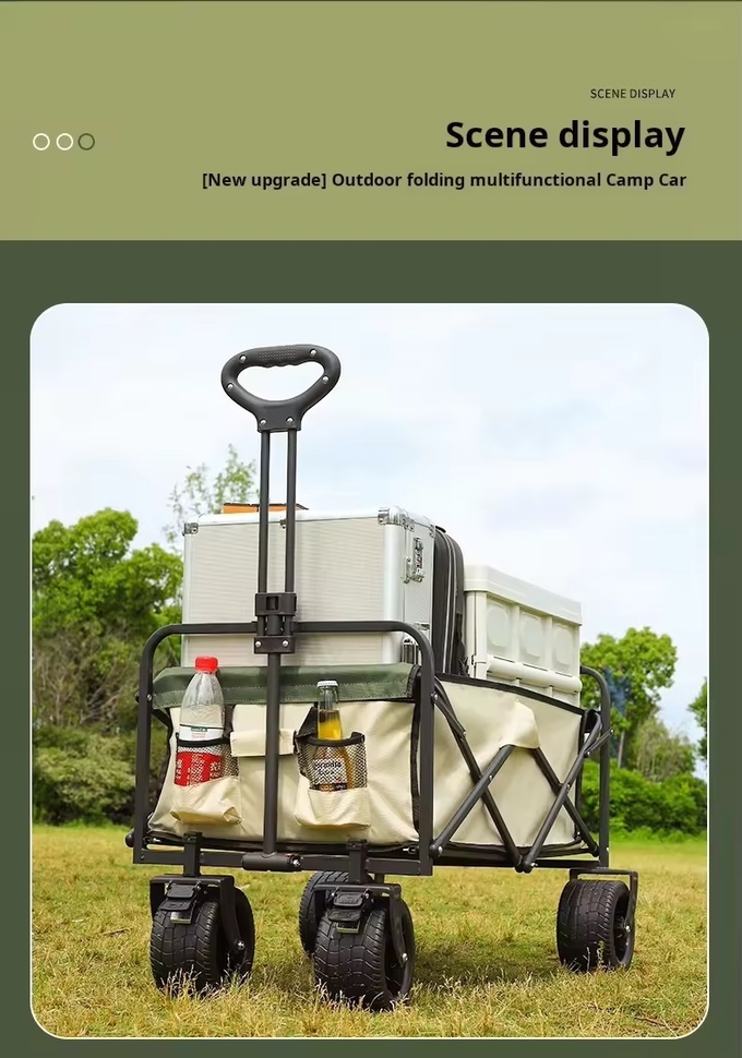 Logistics Machines Foldable Camping Cart with Four-Wheel Structure and Tear-Proof Fabric