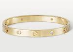 0.42ct 38.05g 18K Solid Gold Jewellery Natural Diamond Love Bracelet oDM
