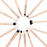 Jessup Wood Handle Essential Eye Makeup Brushes Glossy Aluminum Ferrule