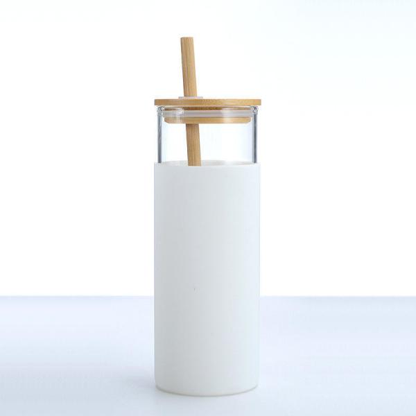 Safety Durable 500ml 600ml Bpa Free Glass Water Bottle With Bamboo Lid