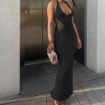 Women Casual And Socialite Style Dresses Autumn And Winter Hollow Halter Knit