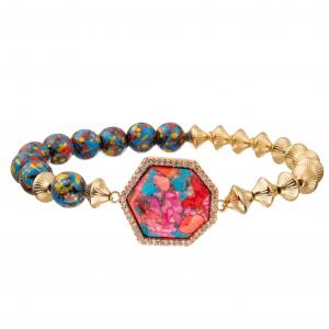 China Bohemia Style Handmade Beads Bracelets with Regular Heptagon Imperial Stone on sale