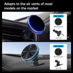 Stable Magsafe Charger Car Mount With Crystal Ambient Light Design