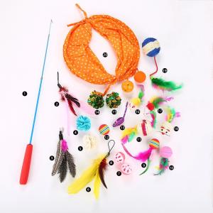 China 20 Pcs Cat Toys Kitten Toys Assorted Cat Tunnel Feather Teaser Wand Fish Fluffy Mouse Mice Balls and Bells Toys for Cat on sale