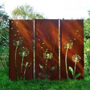 China Decorative Garden Laser Cut Corten Steel Panels Dandelion Patterns ISO9001 on sale