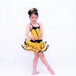 Back Cross Straps Kids Dance Clothes Black Edge Double Layer Skirt For Solo