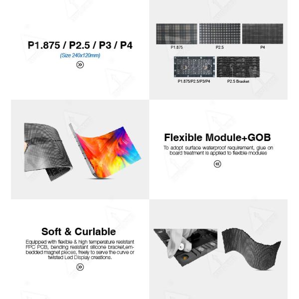 P4mm Flexible LED Screen Wall APEXLS Soft LED Display 1500 Nits Brightness