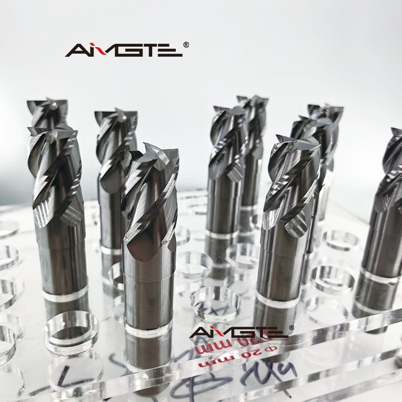 4 Flute Short Carbide End Mill Custom Length Flat Bottom CNC Milling Cutter For Steel Aluminum 3/8" 1/4" 6mm 8mm Shank