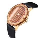 RoHS Ladies Wooden Wrist Watch Classic Design Genuine Leather Strap