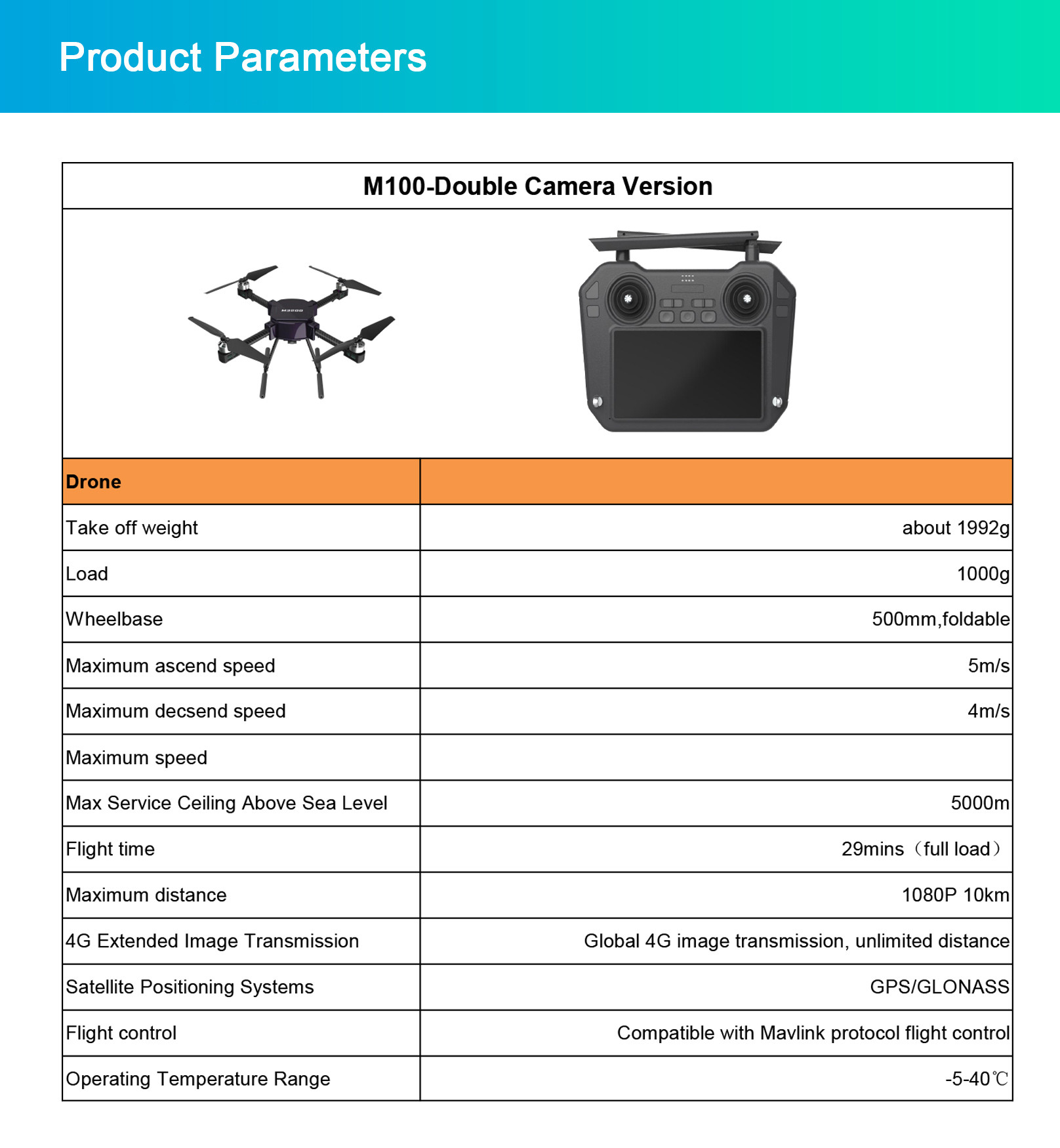1000g Heavy Weight Lifting Drone 1080P 10km Cargo Carrying Drones