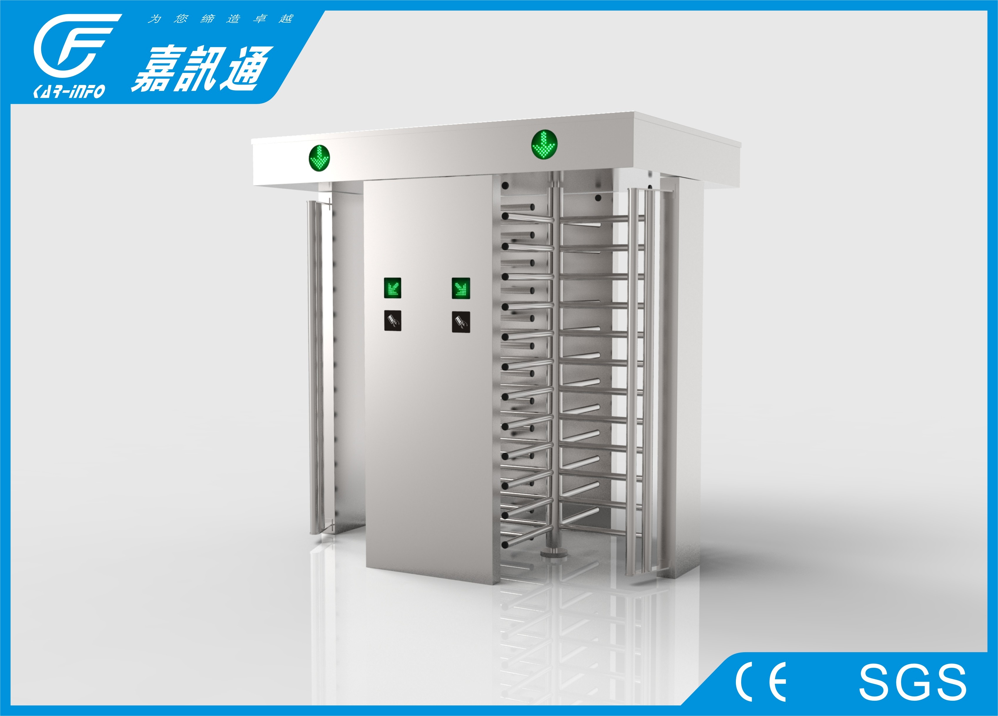 Outdoor Gym Bi - Direction Full Height Turnstile Double Channel Rainproof Housing