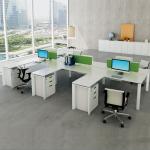White Modular Cubicle Office Table Desk Workstation For 4 People