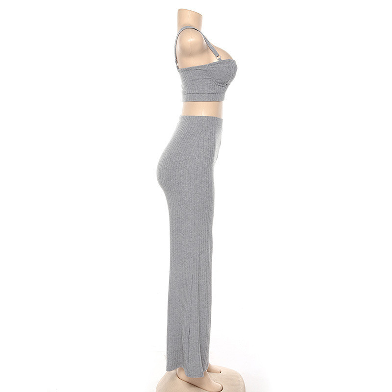 Slim Fit Sexy High Waisted Trousers And Crop Top Set
