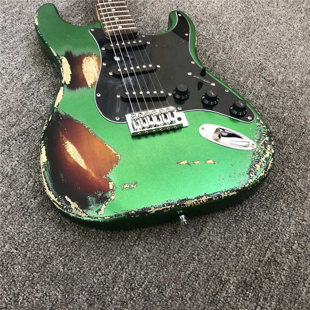 Custom handmade old SRV 100% handmade Milky white old polychromatic old electric guitar support drop shipping