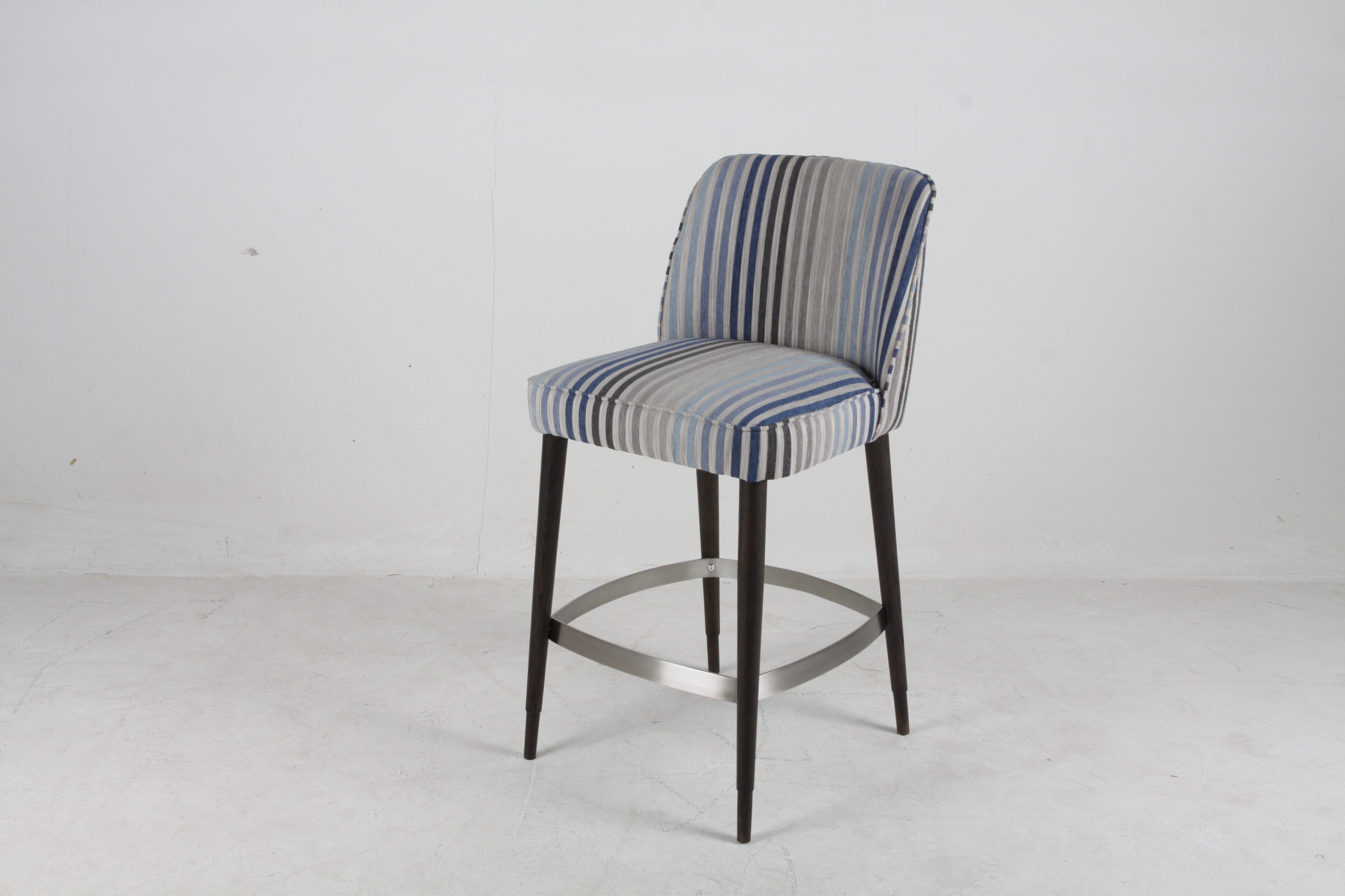 Colorful Upholstered High Back barstool chair with Metal Stainless Steel Solid Wood